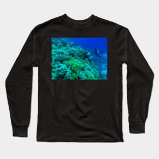 Coral reef and scuba diver Long Sleeve T-Shirt